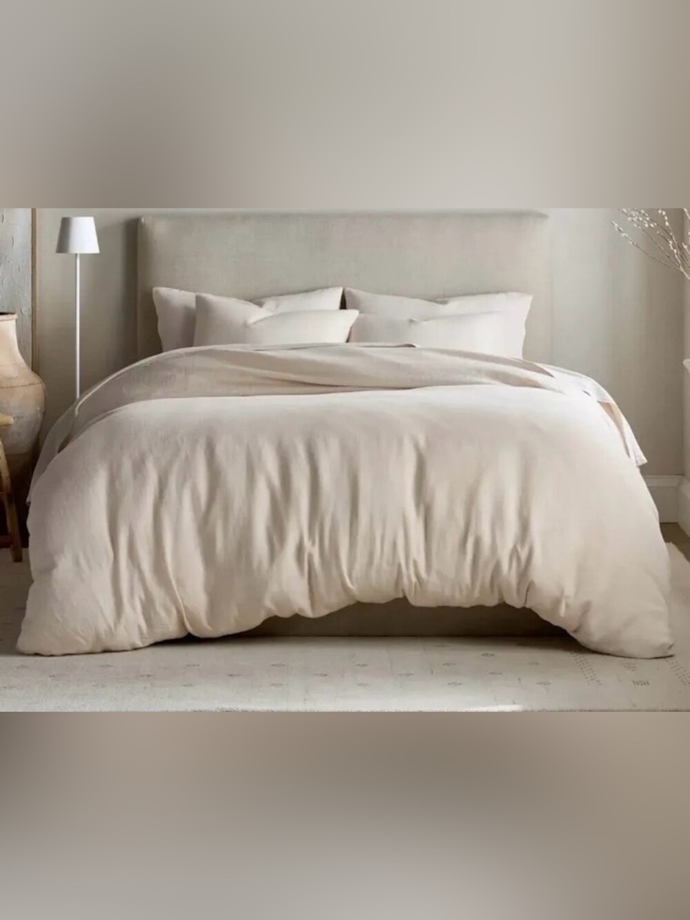 NWOT Quince Organic Crisp Percale 3 Pc Duvet Cover Set, Full/Queen (Sand)